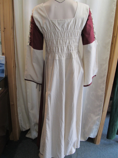 Ladies Medieval Dress Nature/Burgundy